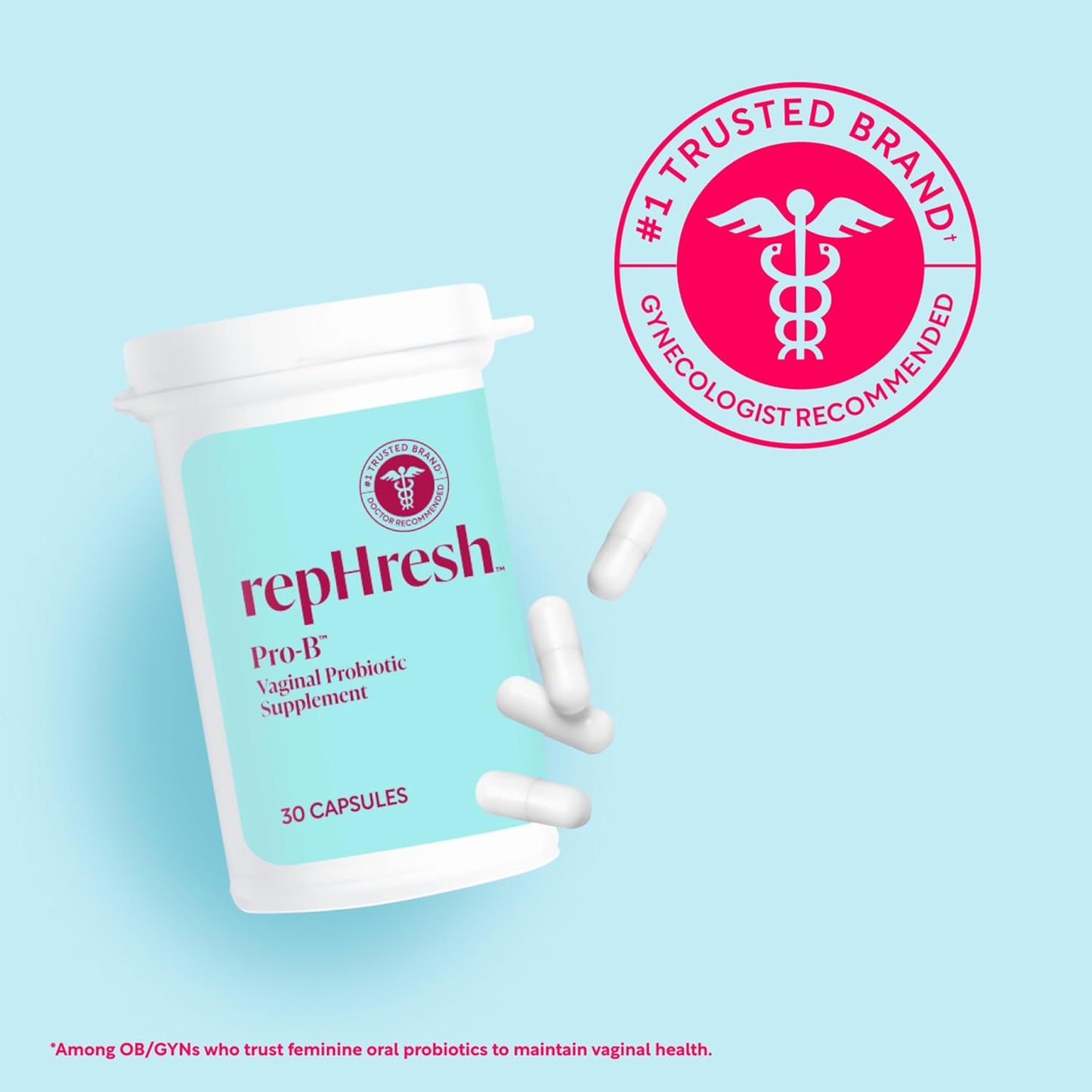 RepHreesh Pro-B Vaginal Probiotic Supplement for Women 60 CAPSULES (2 bottles)